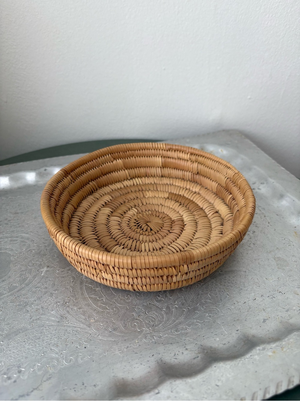 Handwoven Rattan Decorative Bowl - Natural Tan